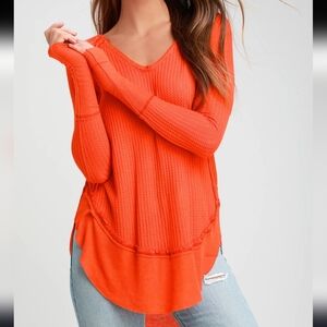 We The Free Catalina Orange Long Sleeve Thermal Top Sz L